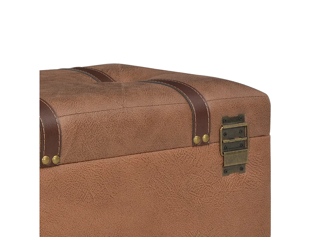 Banco de arrumação 40 cm couro artificial castanho