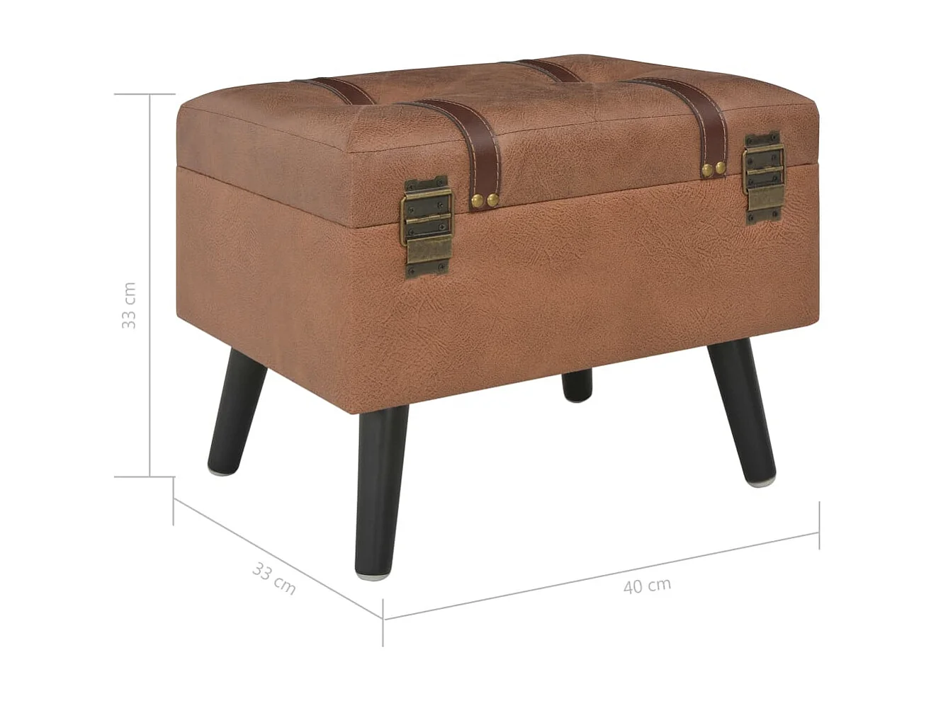 Banco de arrumação 40 cm couro artificial castanho