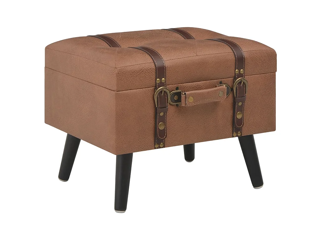 Tabouret de rangement 40 cm Marron Similicuir