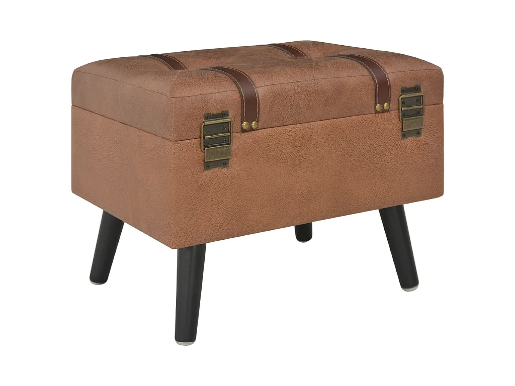 Tabouret de rangement 40 cm Marron Similicuir