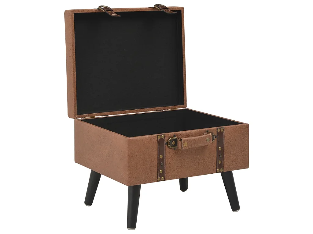 Tabouret de rangement 40 cm Marron Similicuir