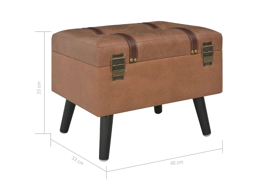 Tabouret de rangement 40 cm Marron Similicuir
