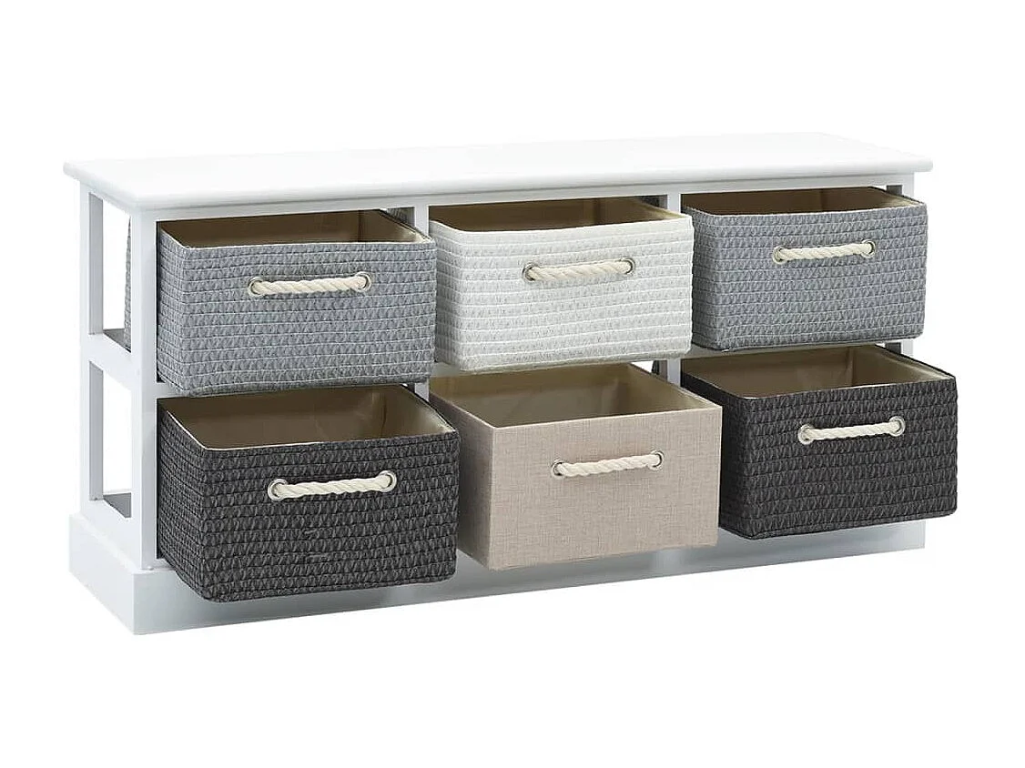 Banc de rangement 6 tiroirs Bois