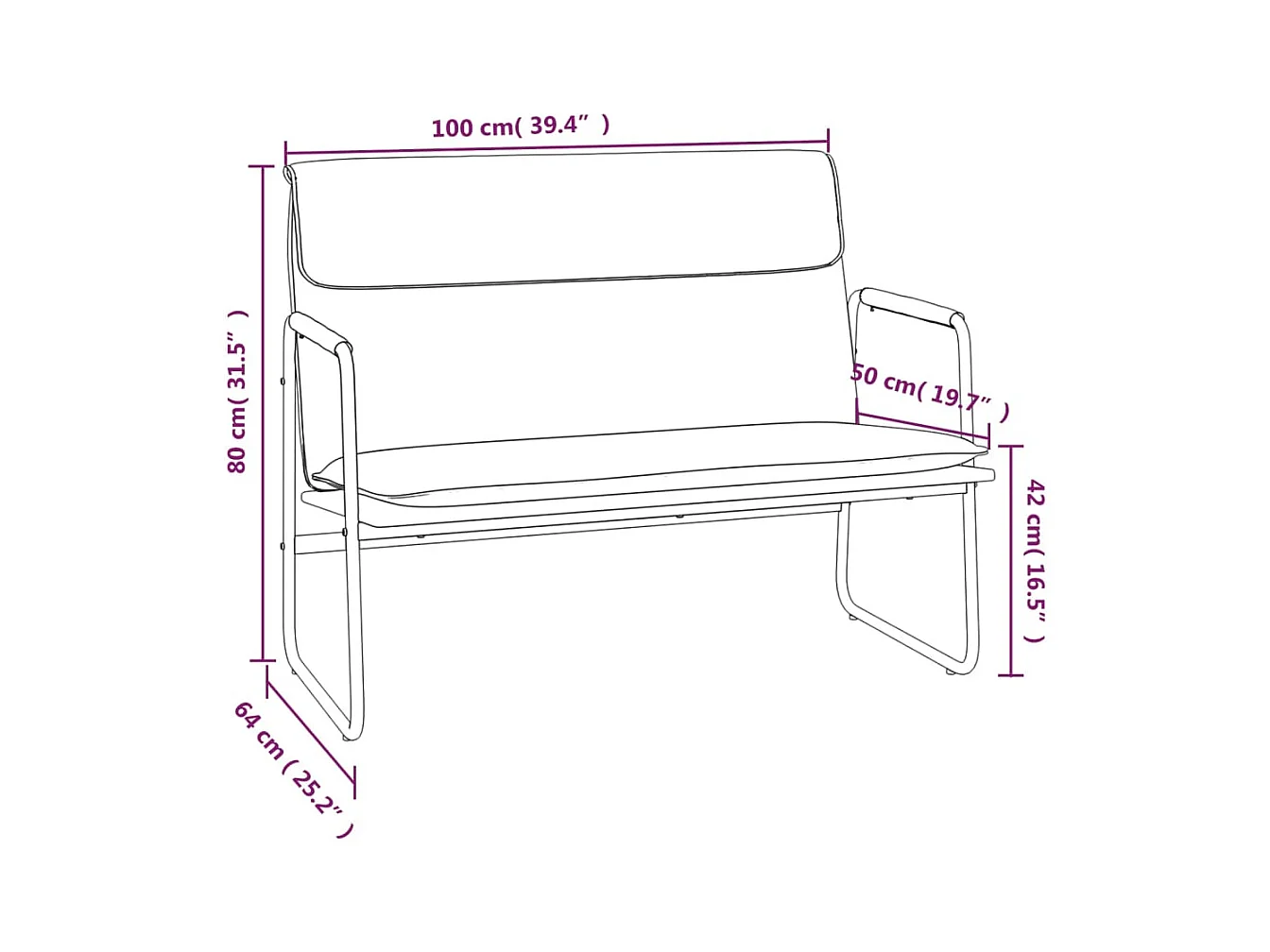 Sitzbank Dunkelgrau 100x64x80 cm Stoff