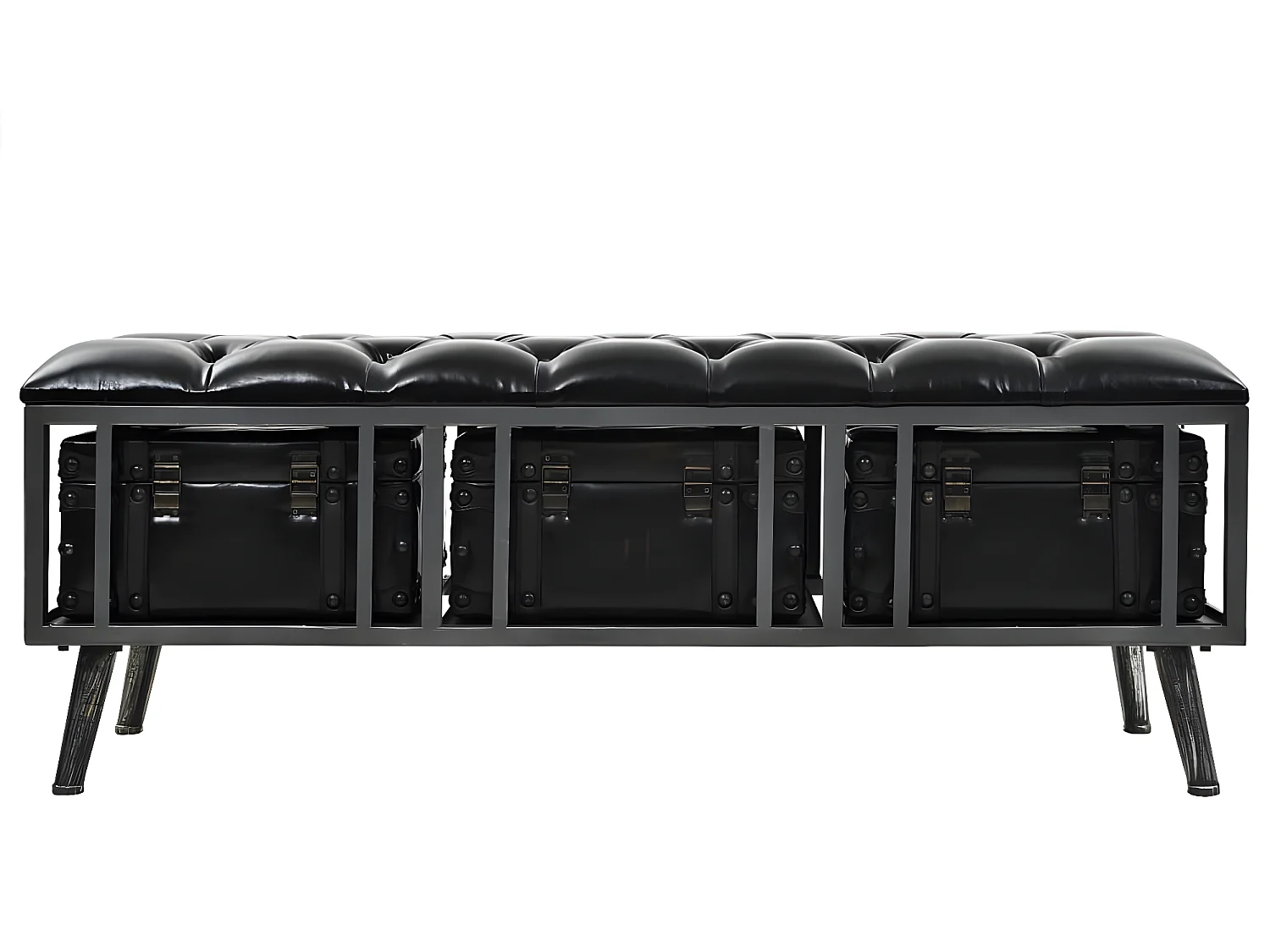 Sitzbank mit Stauraum 110 cm Schwarz Kunstleder