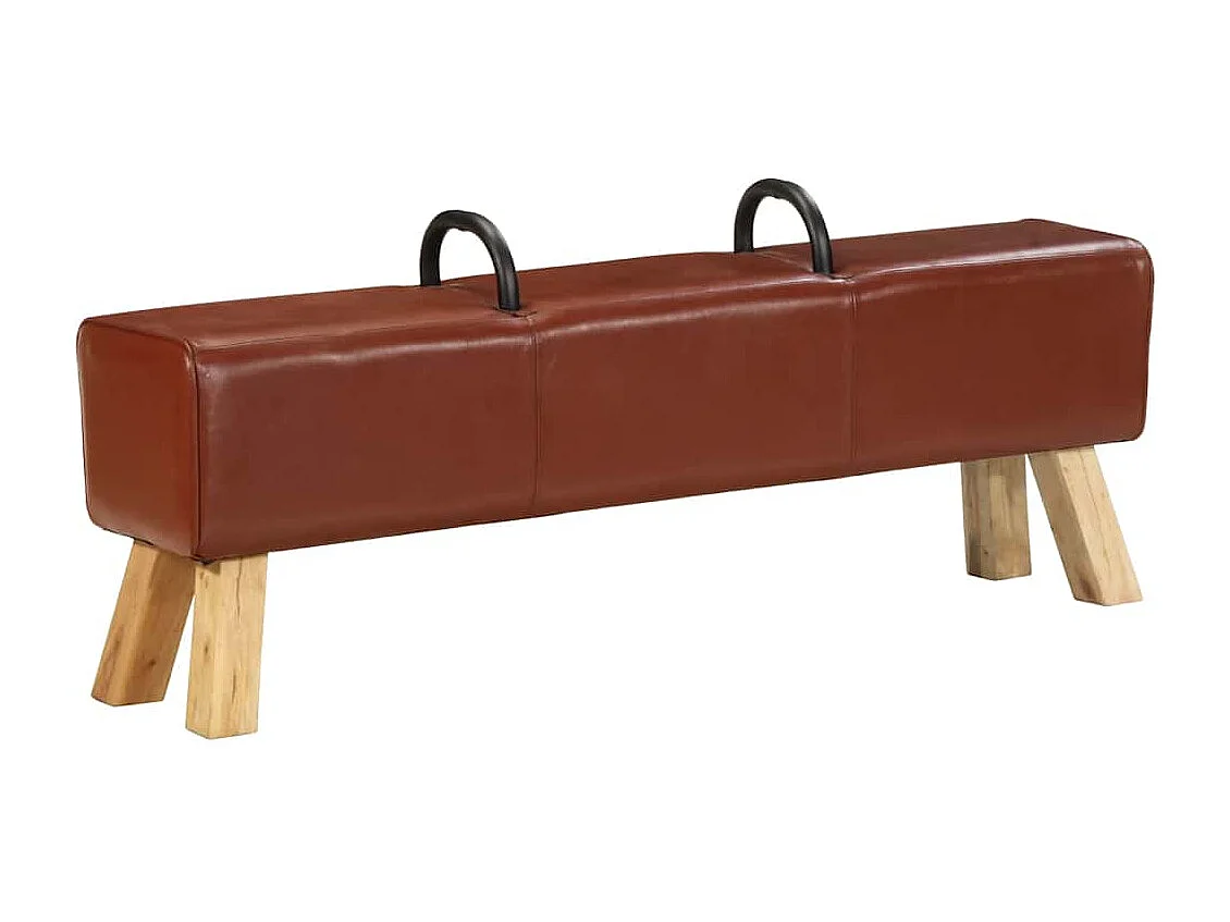 Panca Turnbock Vintage con Maniglie in Vera Pelle di Capra