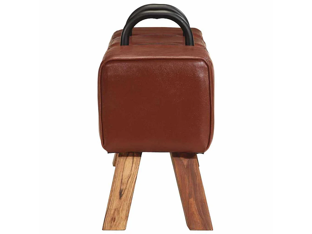 Vintage Turnbock-Bank mit Griffen Echtes Ziegenleder