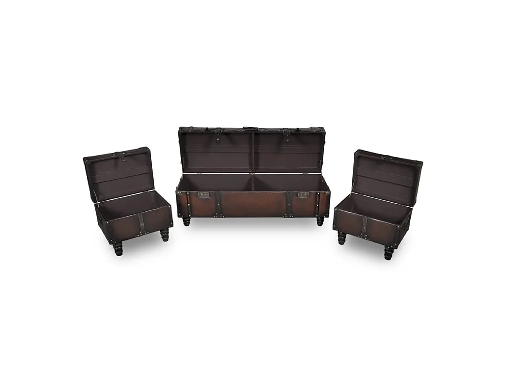 Conjunto bancos de arrumação 3 pcs castanho