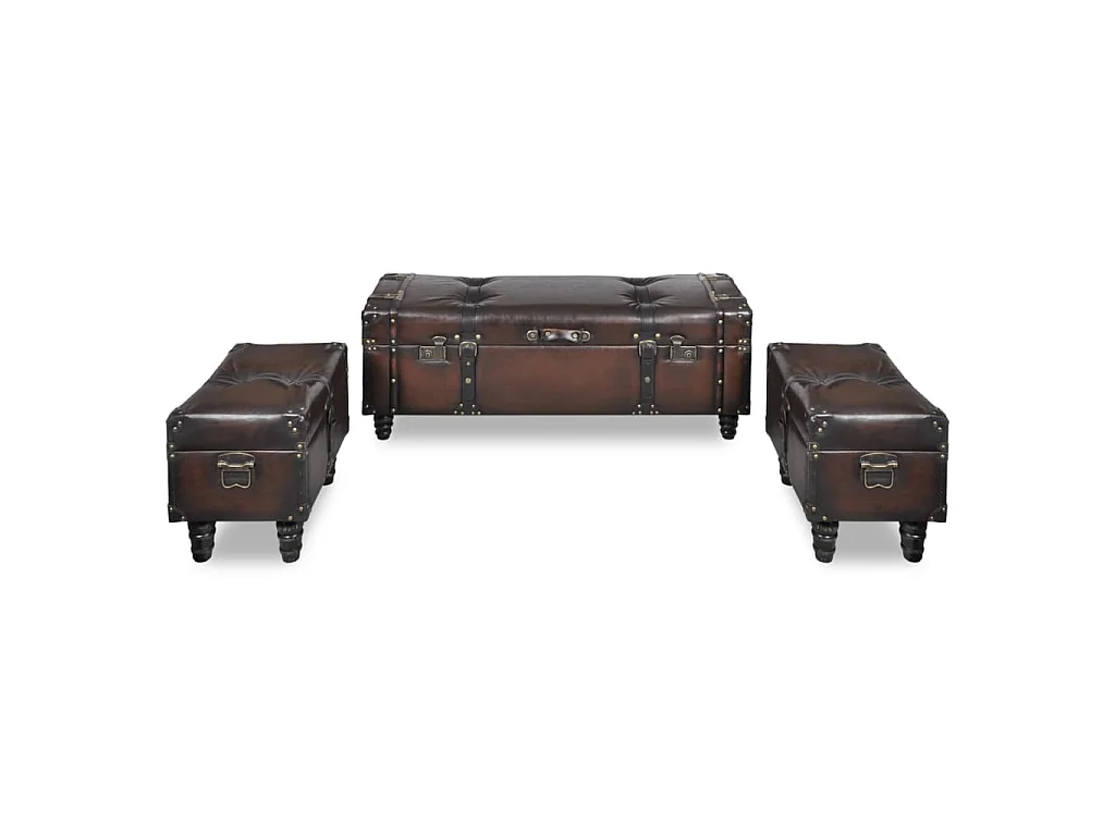 Conjunto bancos de arrumação 3 pcs castanho