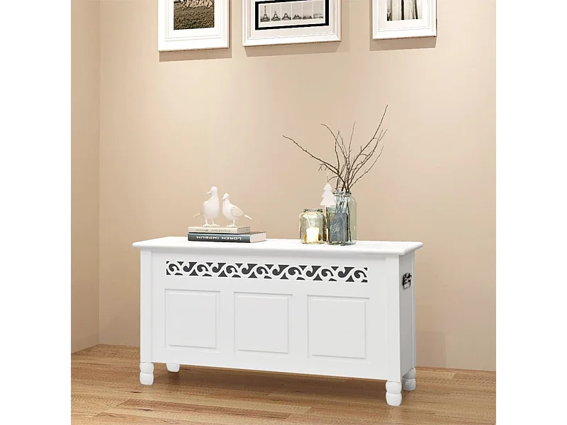 Banc de rangement en style baroque PFDM blanc