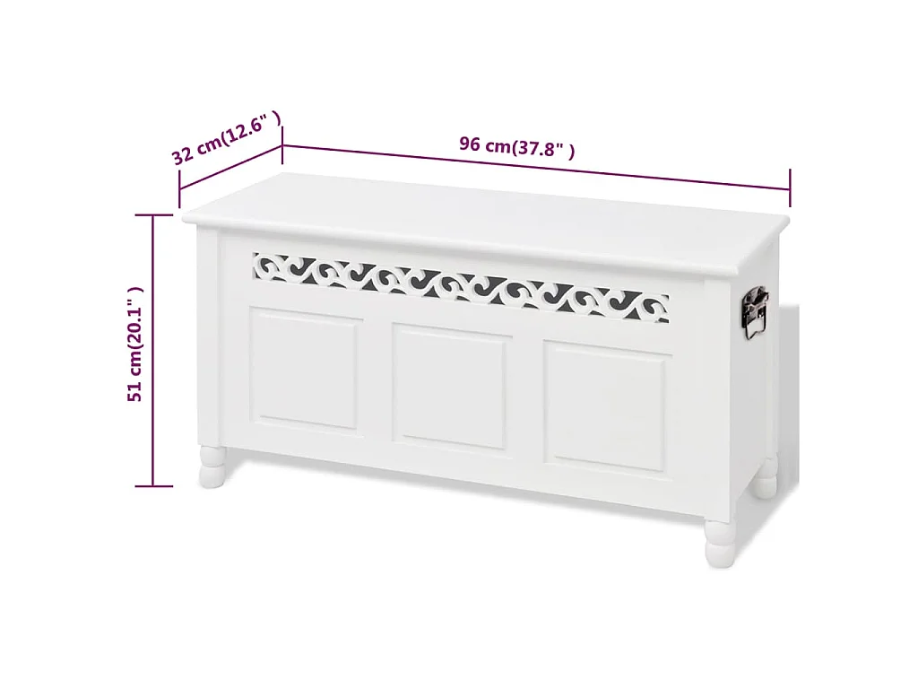 Banco de almacenamiento estilo barroco MDF blanco