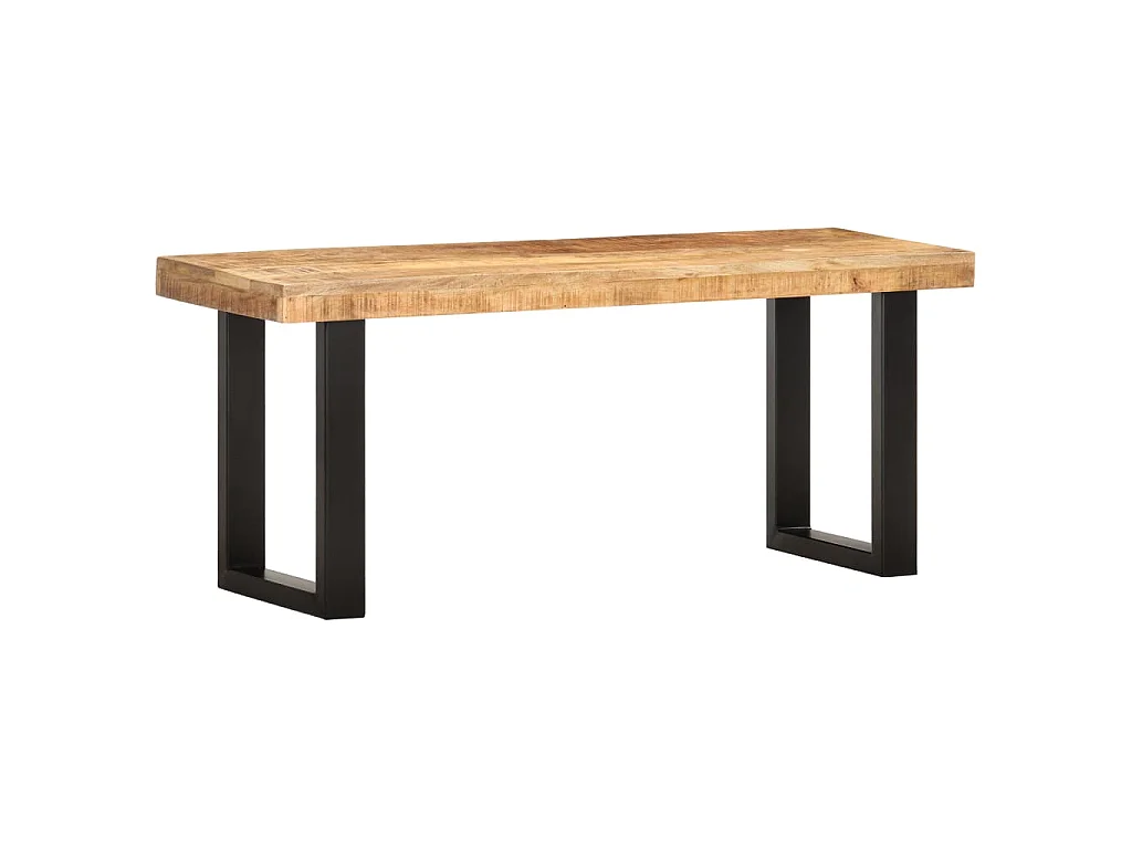 Banc 110 cm Bois de manguier brut massif et acier