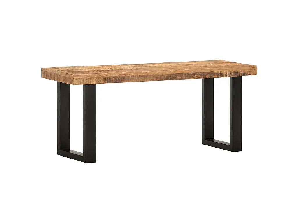 Banc 110 cm Bois de manguier brut massif et acier