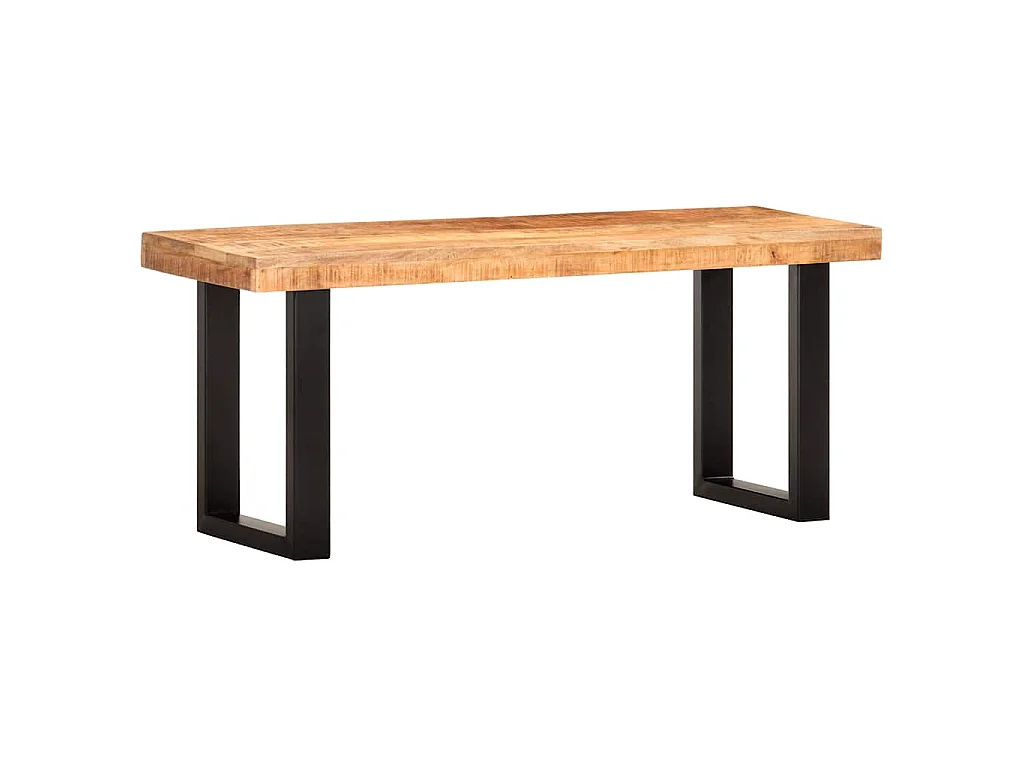 Bankje 110 cm massief ruw mangohout en staal