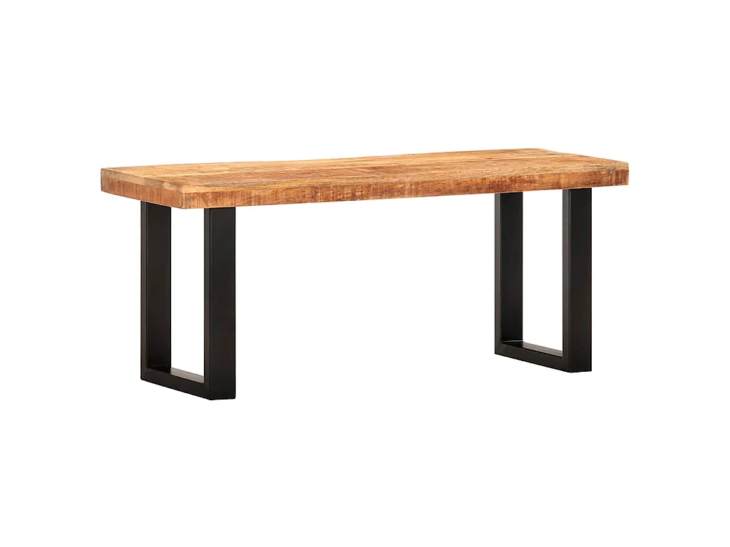 Bankje 110 cm massief ruw mangohout en staal