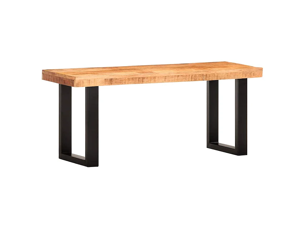 Bankje 110 cm massief ruw mangohout en staal