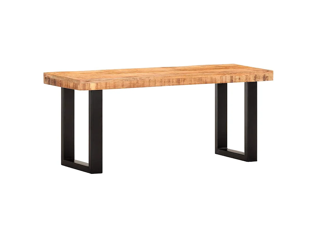 Bankje 110 cm massief ruw mangohout en staal