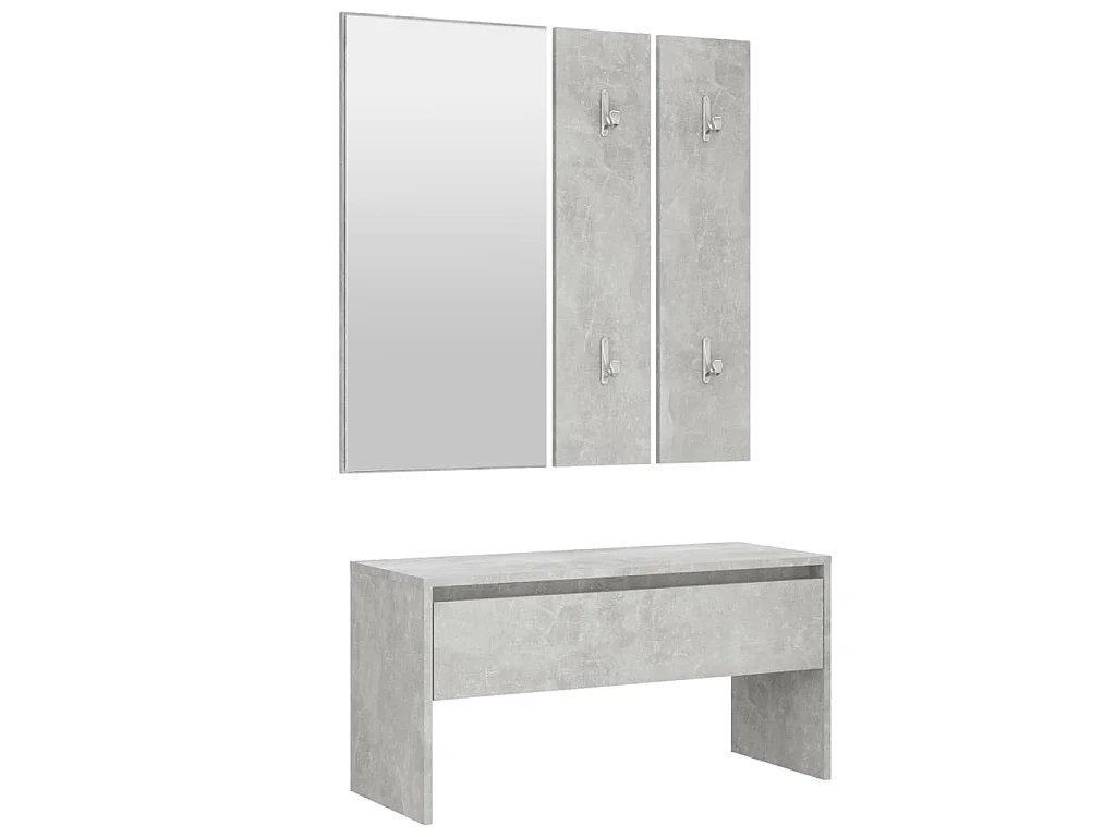 Garderoben-Set Betongrau Holzwerkstoff