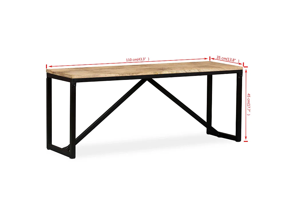 Banc 110 x 35 x 45 cm Bois de manguier massif