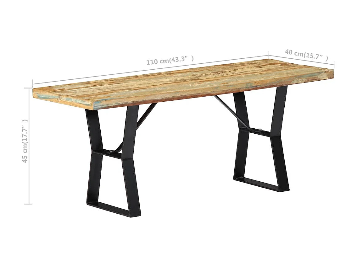 Banc 110 cm Bois de récupération massif