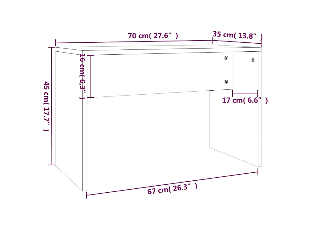 Sgabello da Toeletta Bianco Lucido 70x35x45cm Legno Multistrato