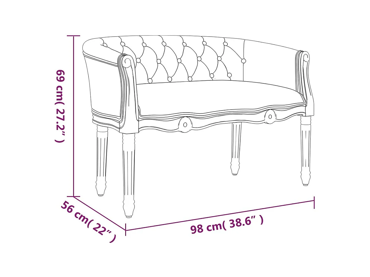 Bankje 98x56x69 cm fluweel donkergrijs