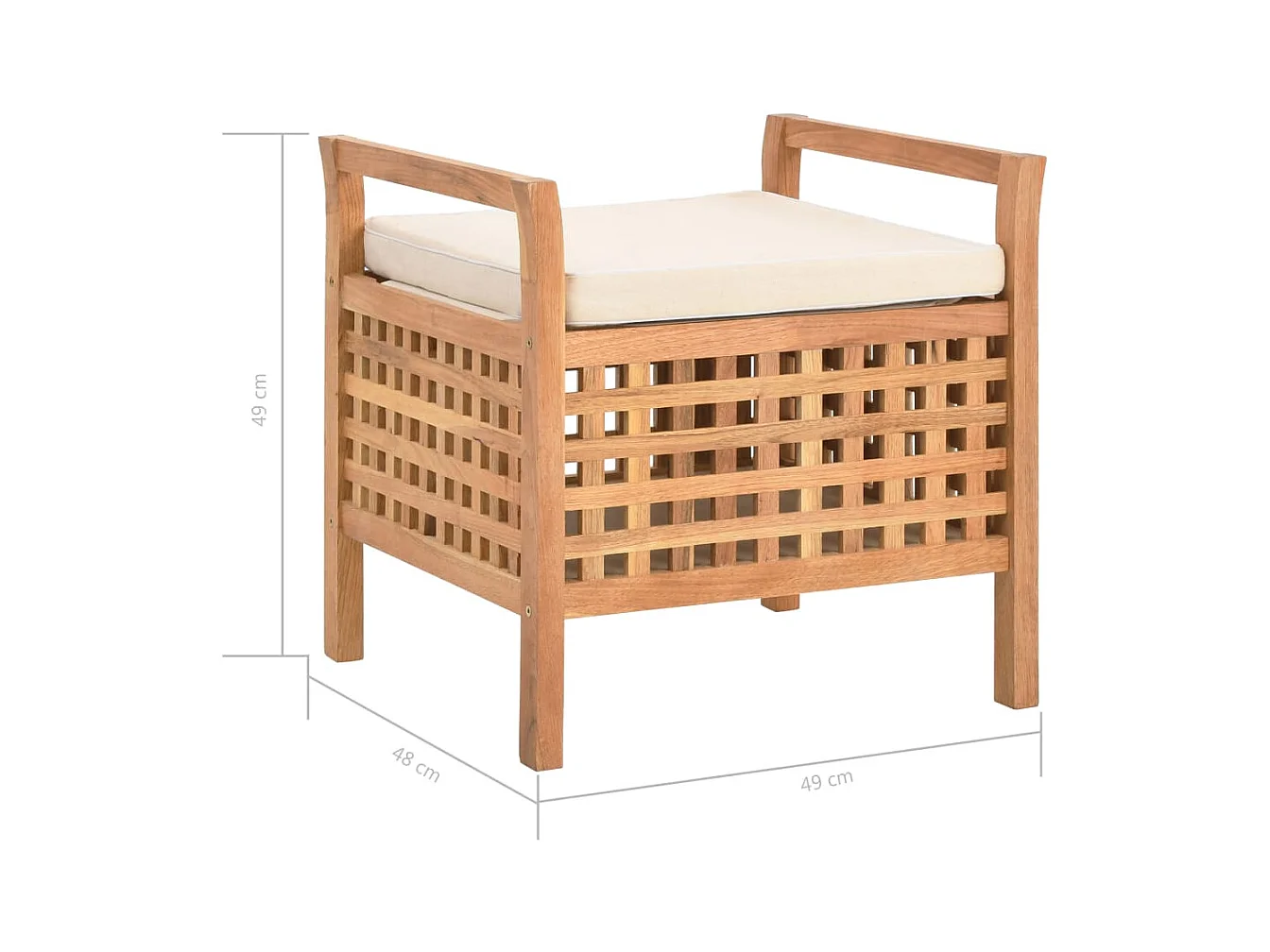 Banc de rangement 49x48x49 cm Bois de noyer massif