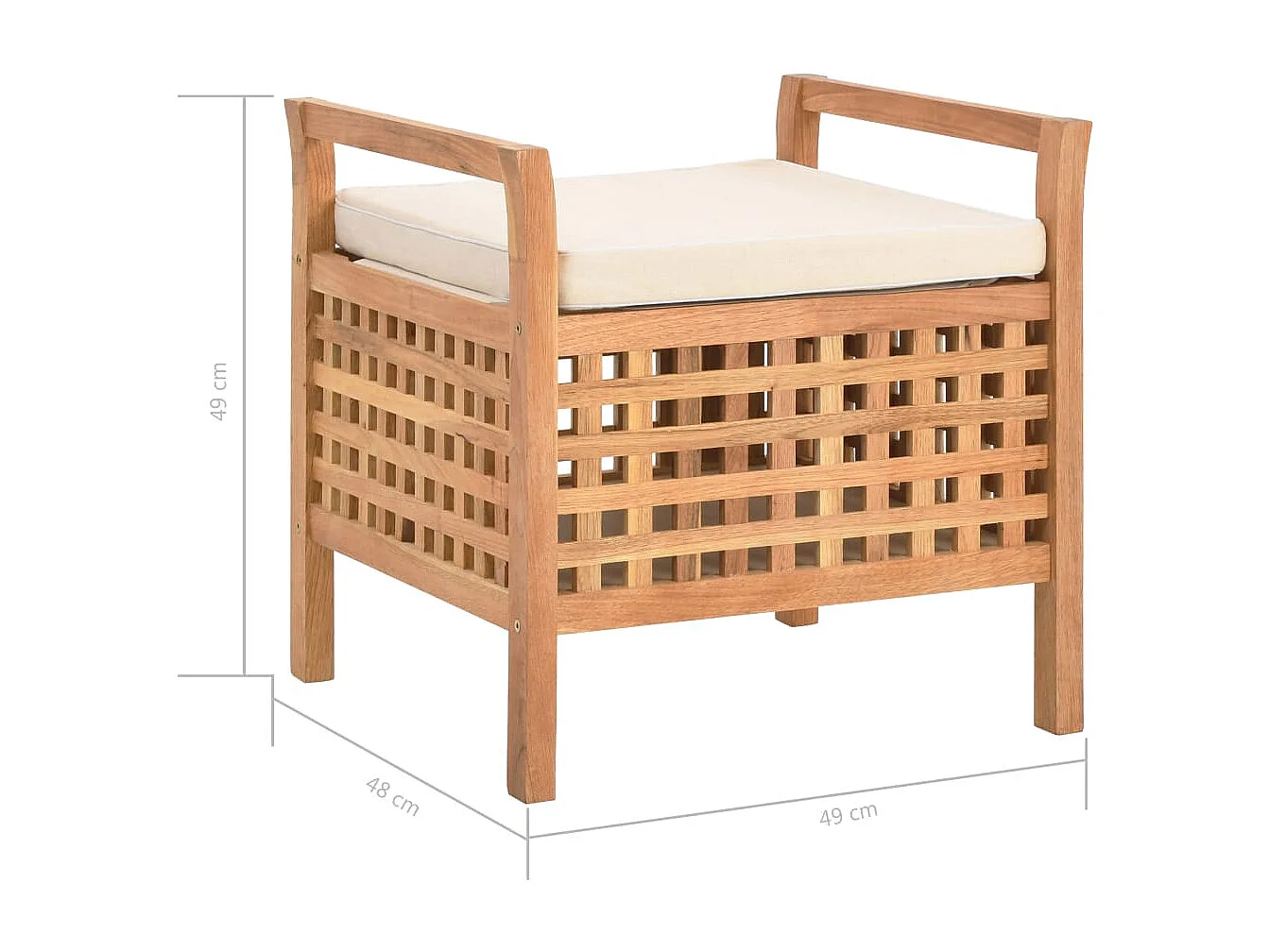 Banc de rangement 49x48x49 cm Bois de noyer massif