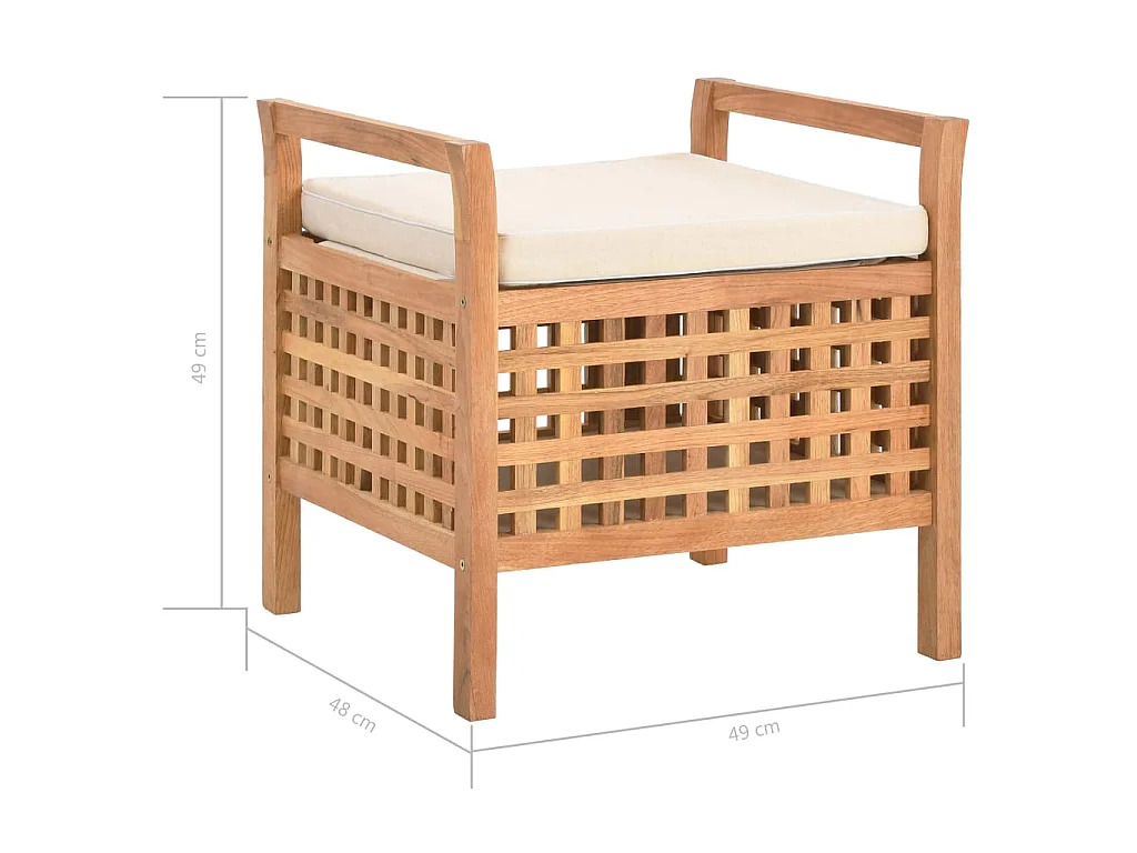 Banc de rangement 49x48x49 cm Bois de noyer massif