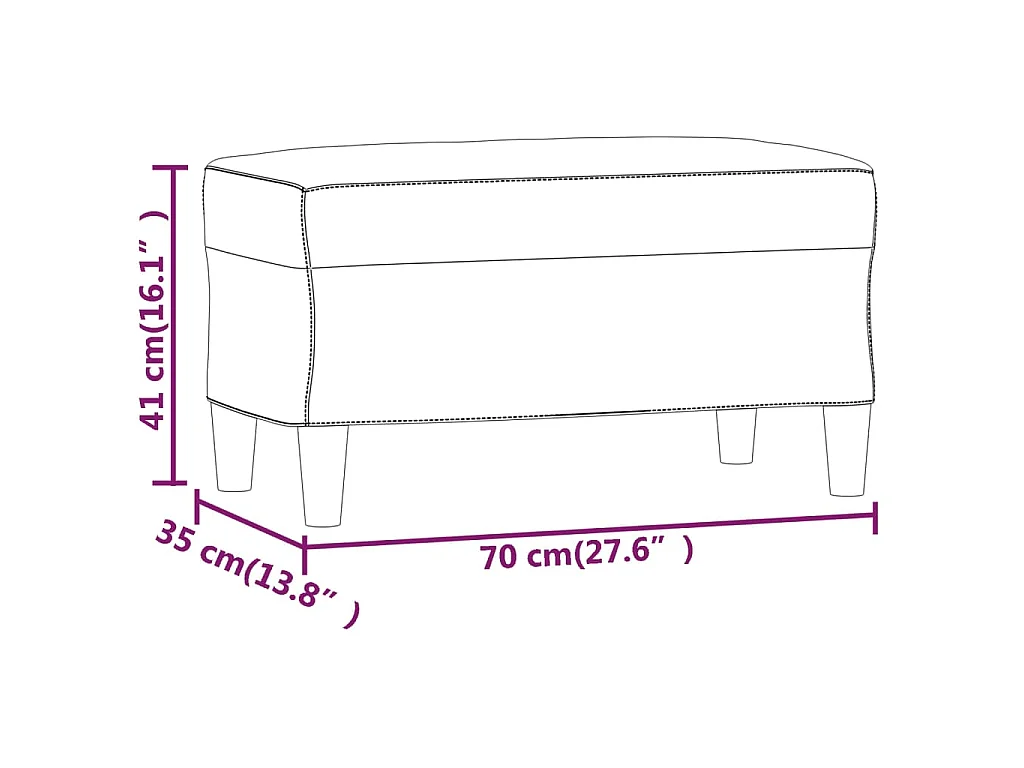 Banc Gris clair 70x35x41 cm Velours