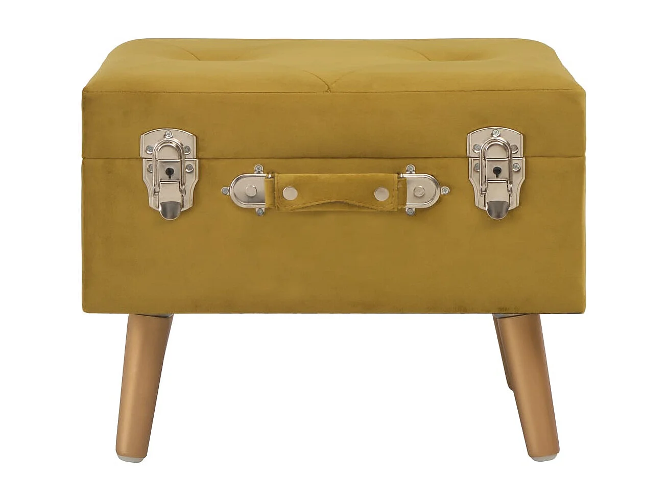 Tabouret de rangement 40 cm Jaune moutarde Velours