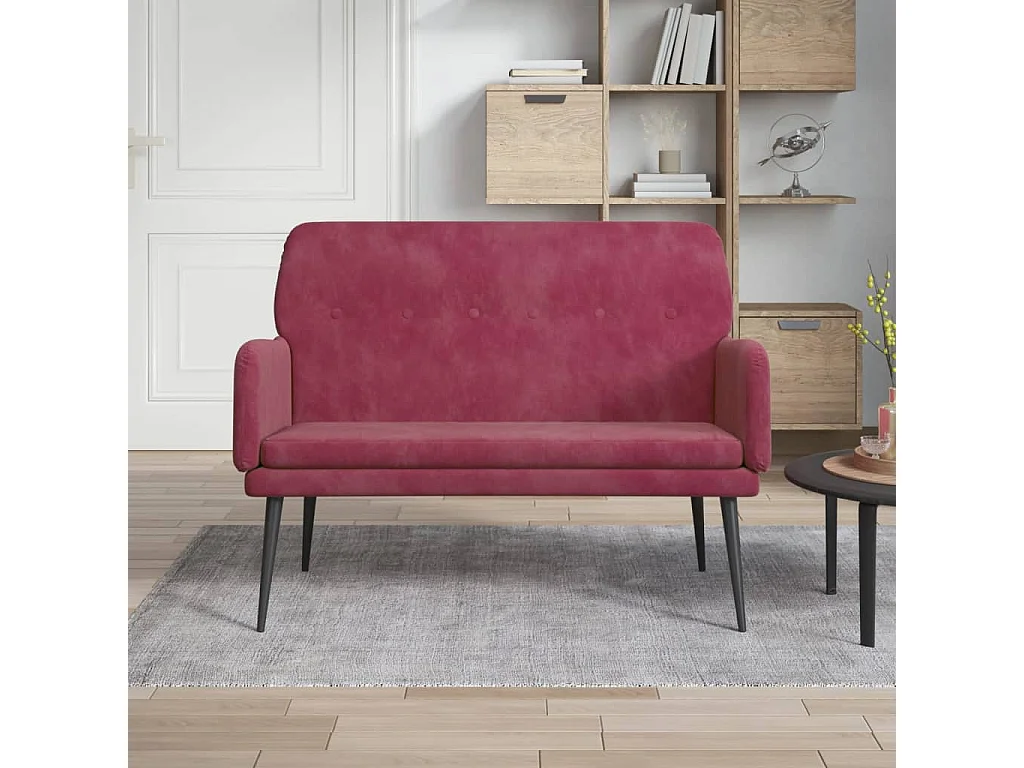 Banc Rouge bordeaux 108x79x79 cm Velours
