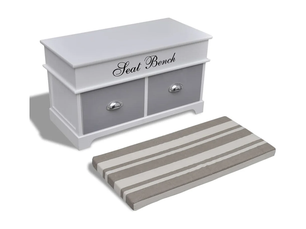 Cassapanca per Ingresso con Cuscino Grigio e 2 Cassetti