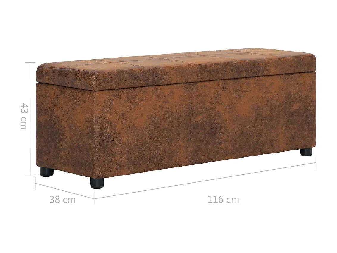 Banc avec compartiment de rangement 116 cm Marron Similicuir