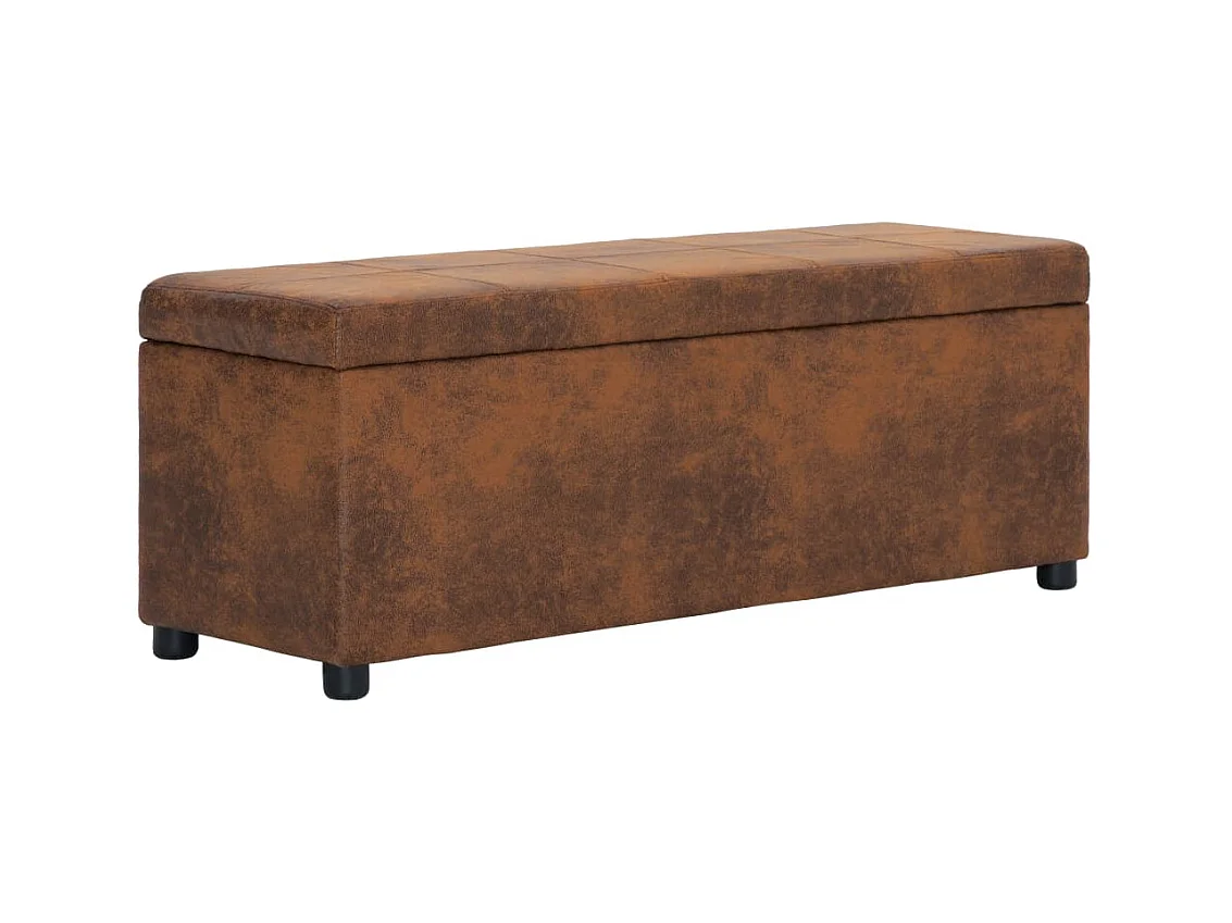 Banc avec compartiment de rangement 116 cm Marron Similicuir