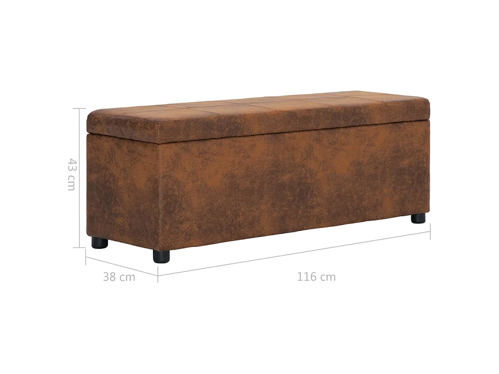 Banc avec compartiment de rangement 116 cm Marron Similicuir