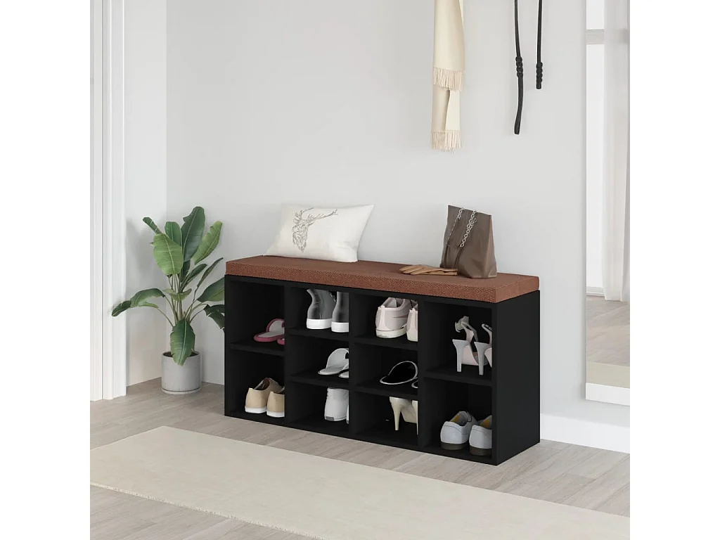 Schoenenbank 103x30x48 cm bewerkt hout zwart