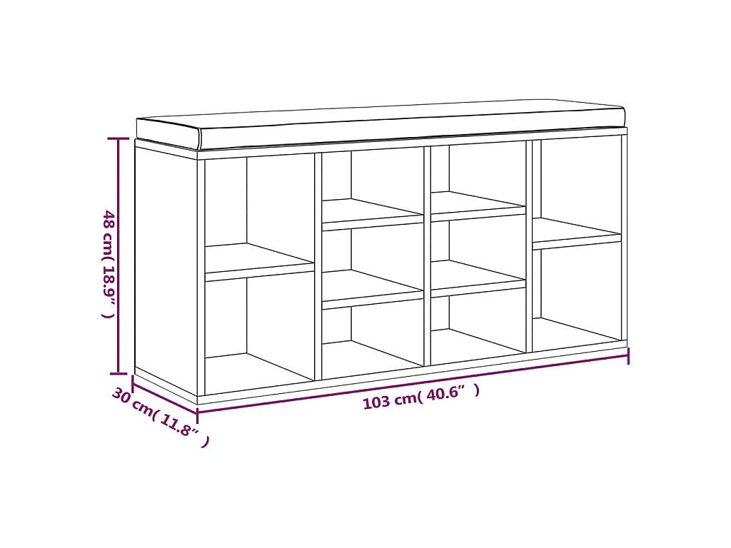 Scarpiera Nera 103x30x48 cm in Legno Multistrato