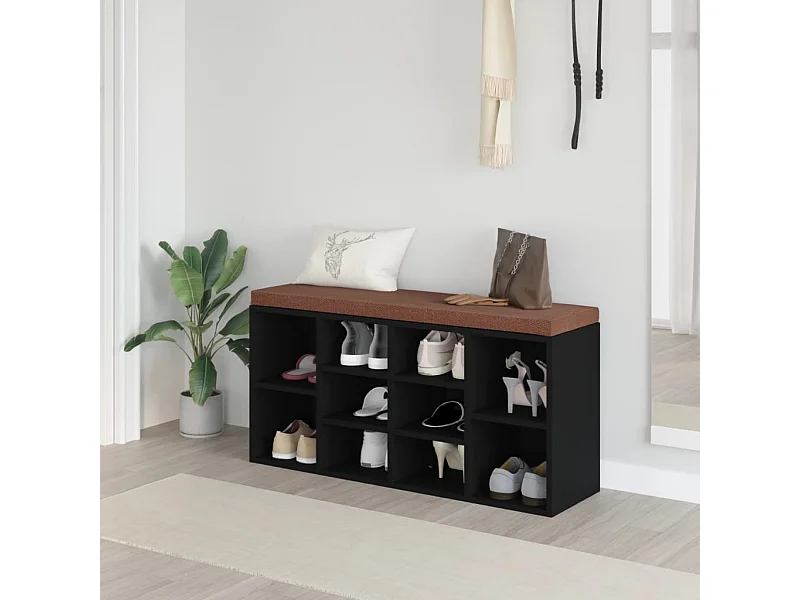 Banc à chaussures Noir 103x30x48 cm Bois d'ingénierie