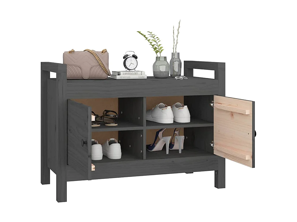 Halbankje 80x40x60 cm massief grenenhout grijs