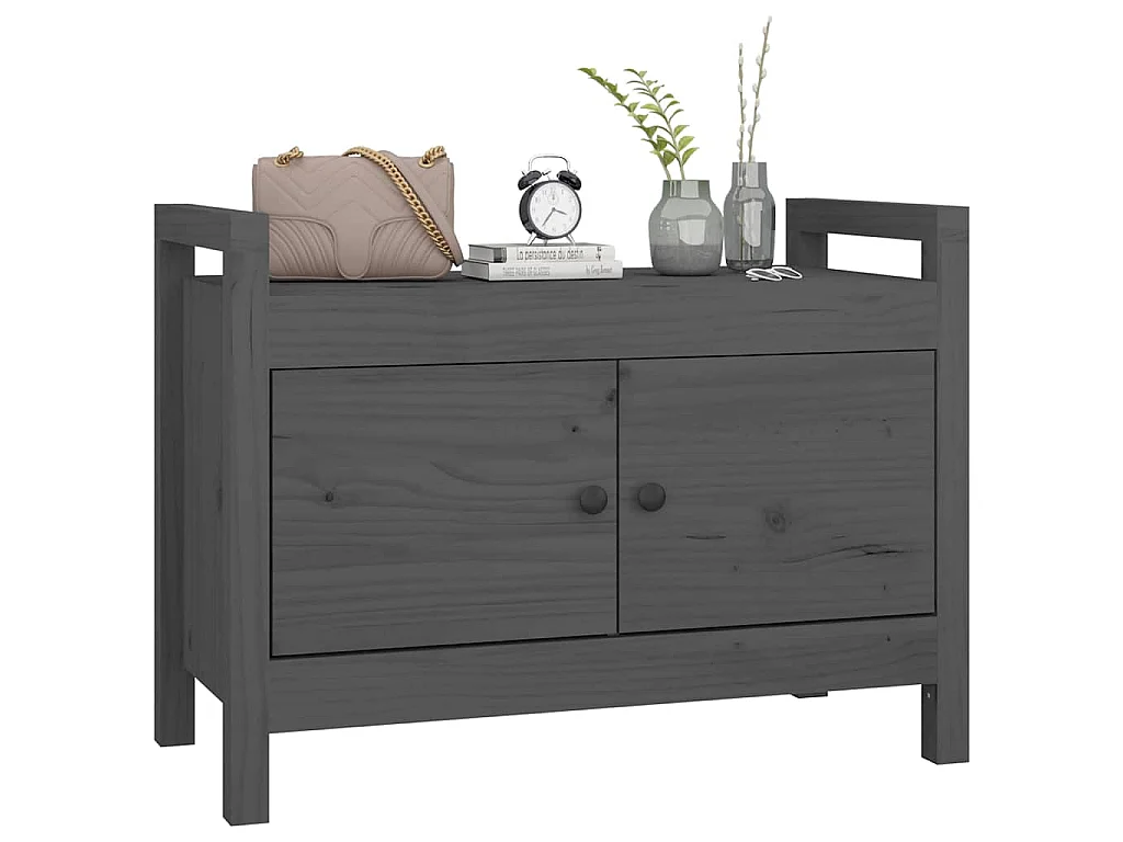 Halbankje 80x40x60 cm massief grenenhout grijs