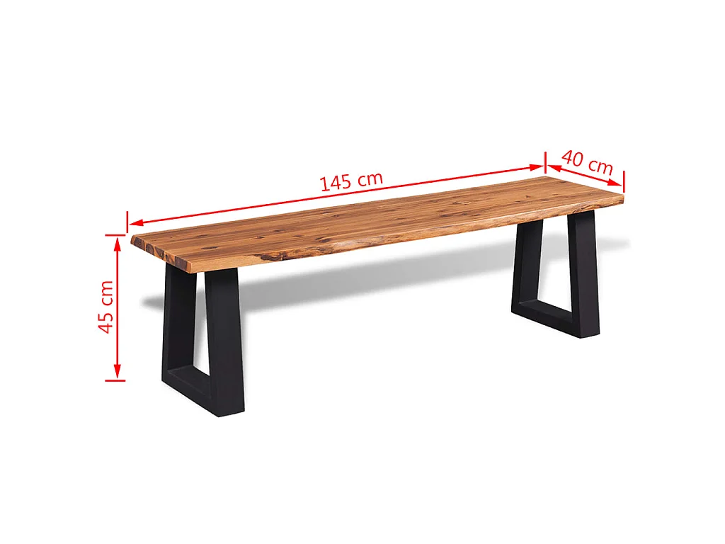 Banc en bois d'acacia massif 145 cm