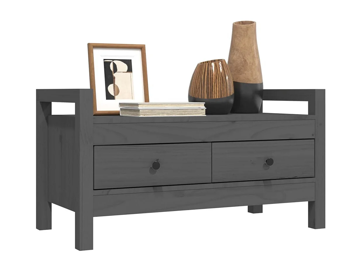 Banco de recibidor madera maciza de pino gris 80x40x43 cm