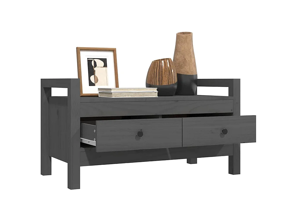 Panca da Ingresso Grigio 80x40x43 cm in Legno Massello di Pino