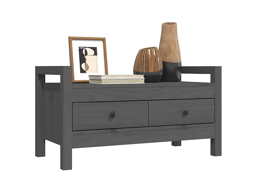 Panca da Ingresso Grigio 80x40x43 cm in Legno Massello di Pino