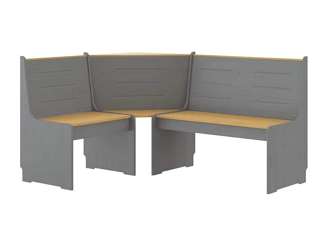 Panca Angolare REINE 151 cm in Pino Marrone ambra e Grigio