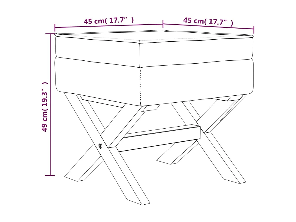 Sgabello Portaoggetti Grigio Scuro 45x45x49 cm in Velluto