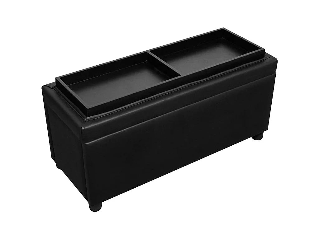 Pouf de rangement Cuir synthétique Noir