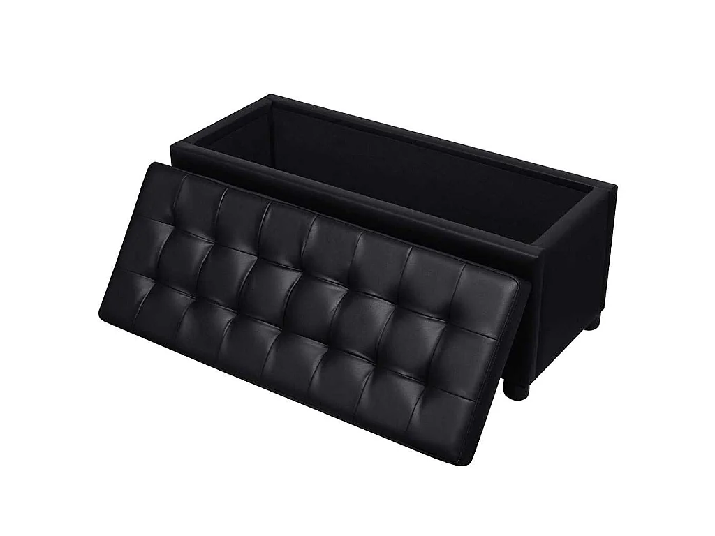 Pouf de rangement Cuir synthétique Noir