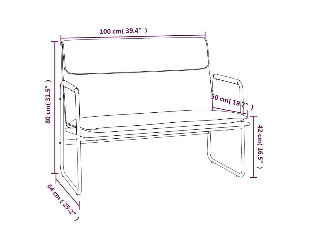 Sitzbank Schwarz 100x64x80 cm Kunstleder